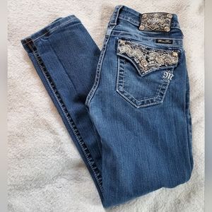 Miss Me Distressed Mid Rise Skinny Jeans, Sz 28